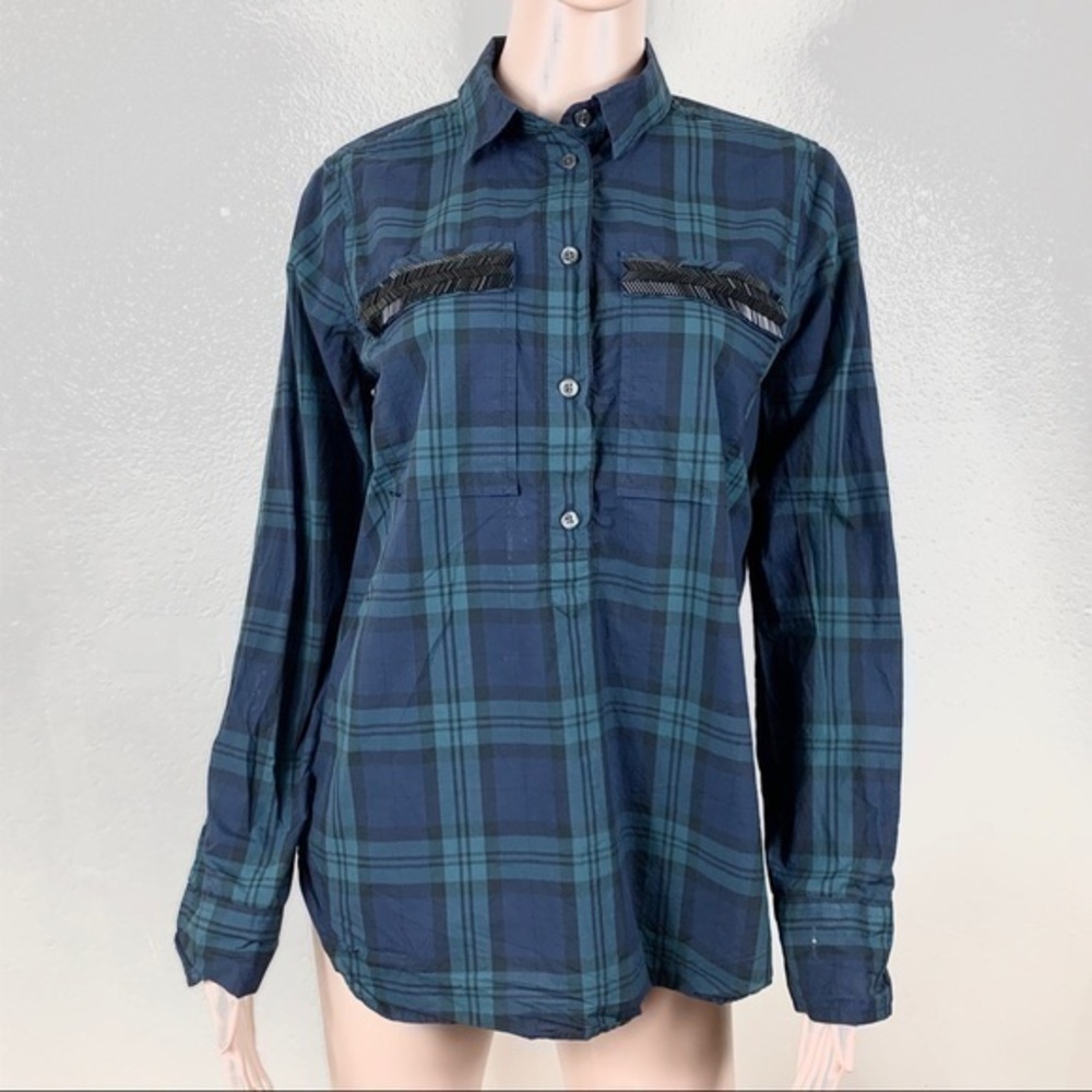 J.Crew women’s casual shirt blue plaid Sz 4